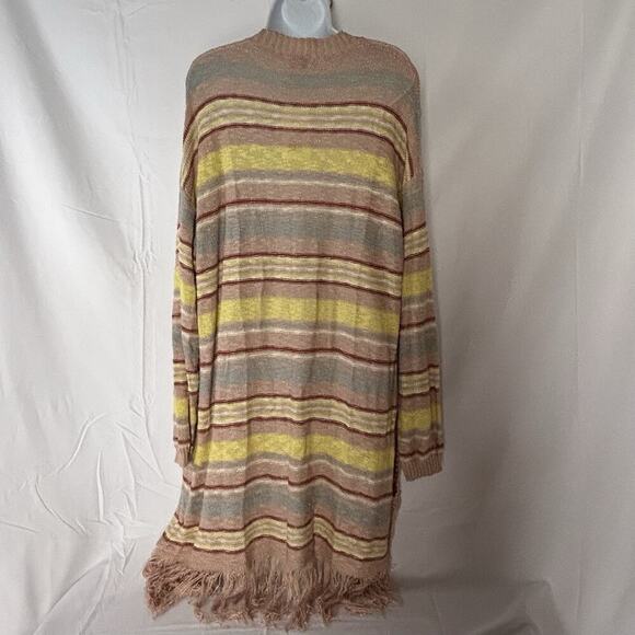 NEW Wonderly Womens Multi Color Long Cardigan Sweater Open Front Size XL Boho - Picture 2 of 7